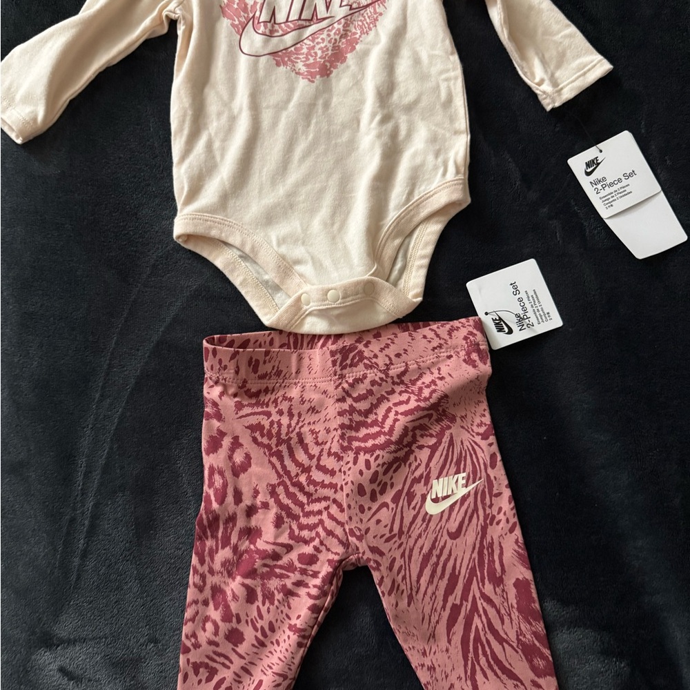Nike Cream and Pink Baby Outfit Set